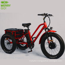 Hot Selling 48V 500W Red Fat Tyre Electric Tricycle with Cabin for Adults